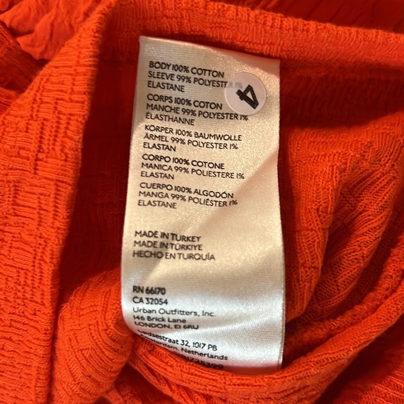 NWT By Anthropologie One Shoulder Ruffle Top Orange in Sz L - Picture 9 of 10
